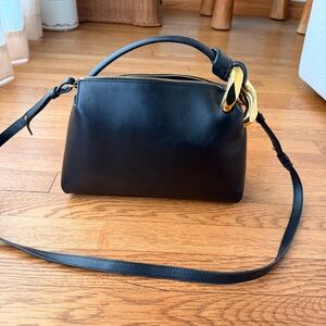 J.W. Anderson 'corner' Black Handbag With Metallic Knot Detail In Leather